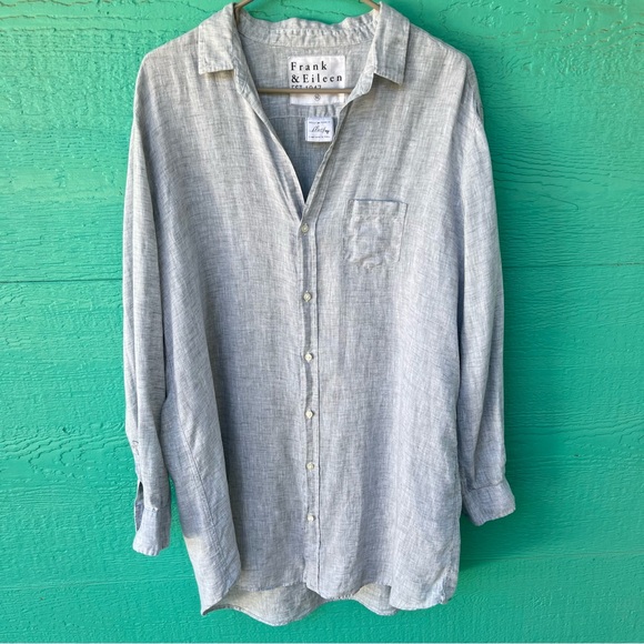 FRANK & EILEEN LIGHTWEIGHT ITALIAN LINEN MARY SHIRT DRESS SIZE XL LIGHT GRAY - Picture 2 of 10